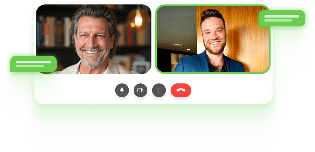 Niko Mercuris and Chad Wittfeldt on a live video session with members